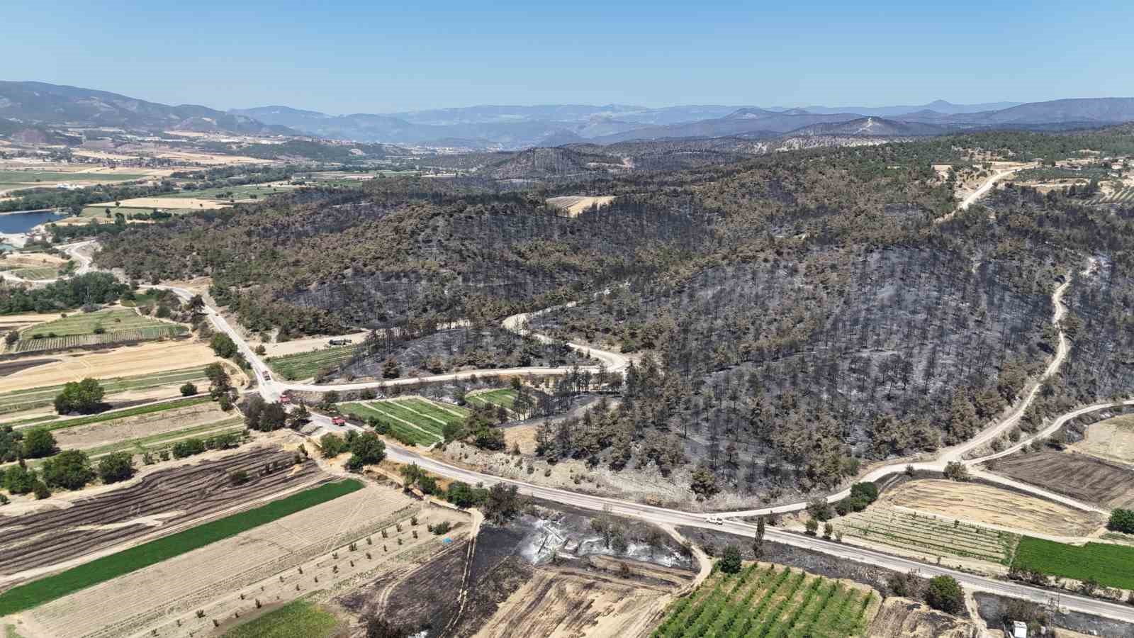 Bilecik’te yanan ormanlık ve kırsal alan havadan görüntülendi